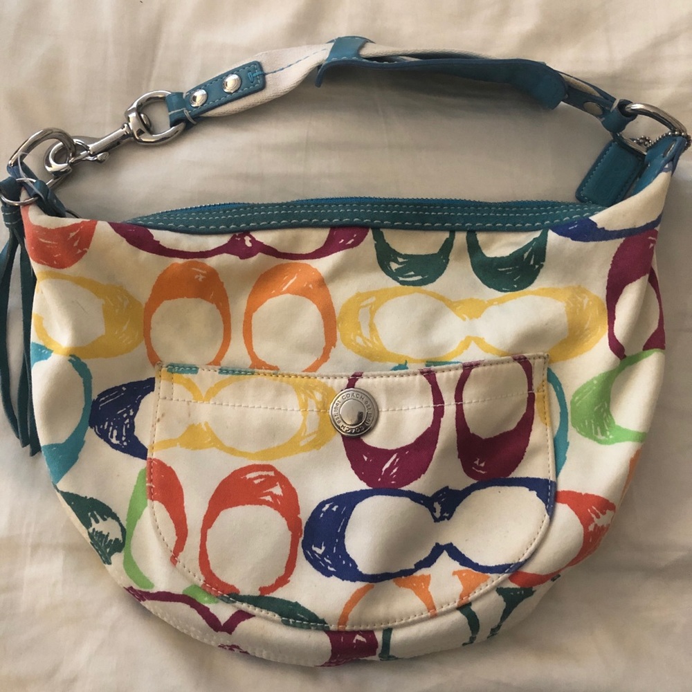 Coach Hampton Signature Scribble Hobo Purse